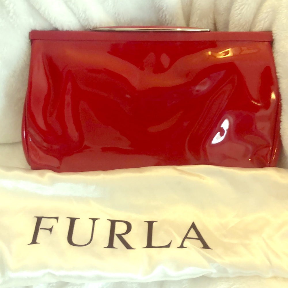Furla patent leather clutch
